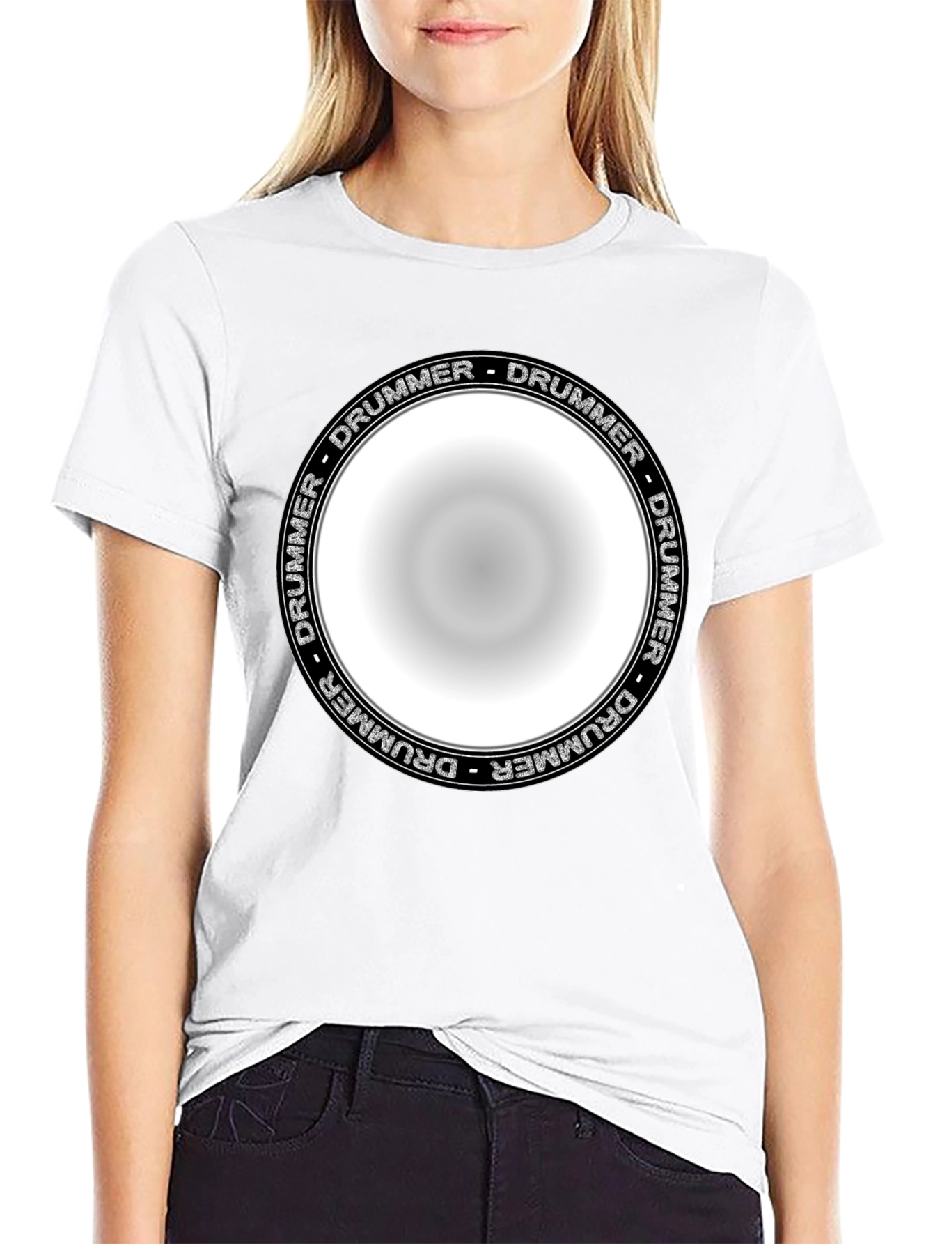 Black Drummer Circle Graphic T-Shirt - Unisex Black Tee view 9