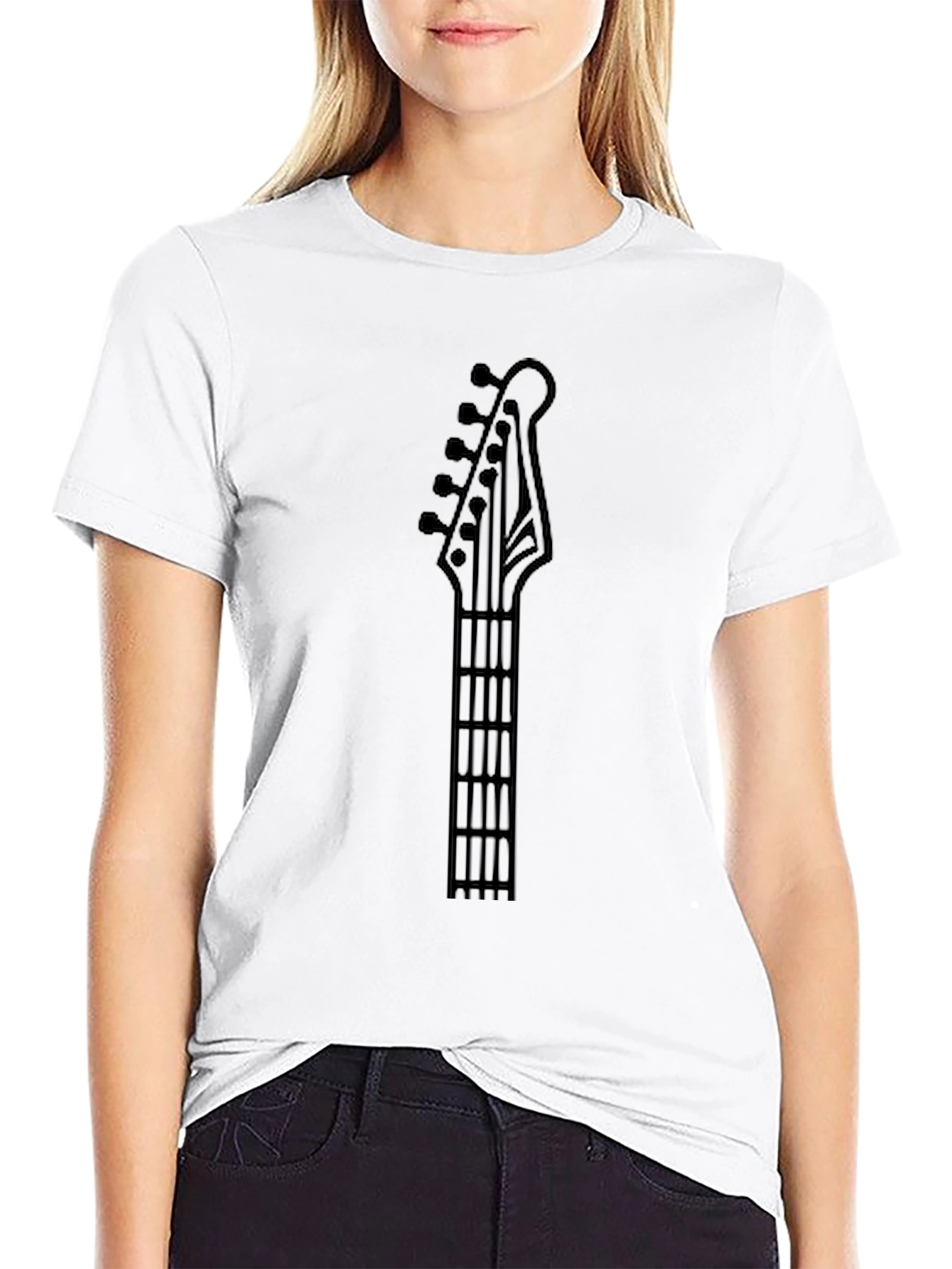 Black Guitar Headstock Graphic Tee - Black view 9