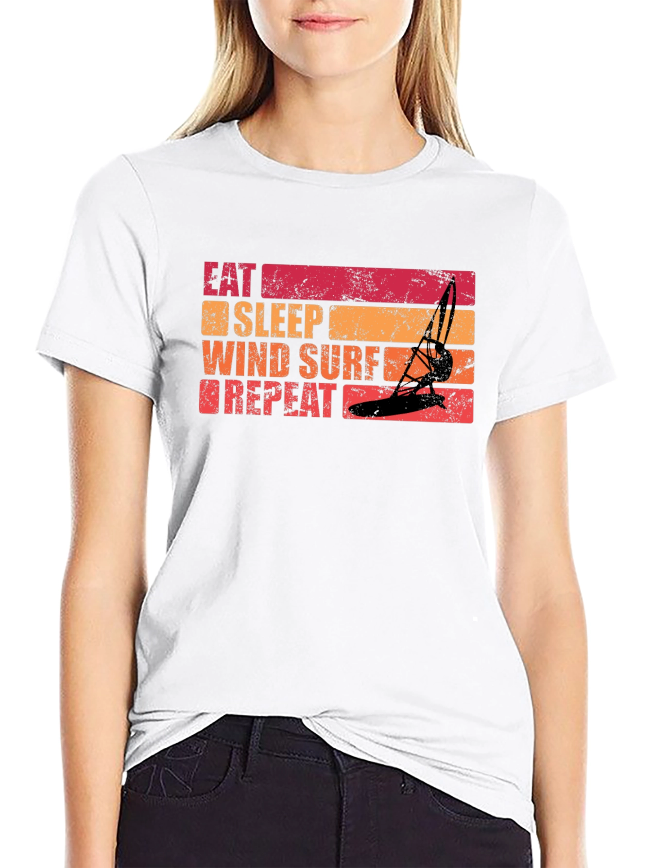 Black Eat Sleep Windsurf Repeat Graphic Tee view 9