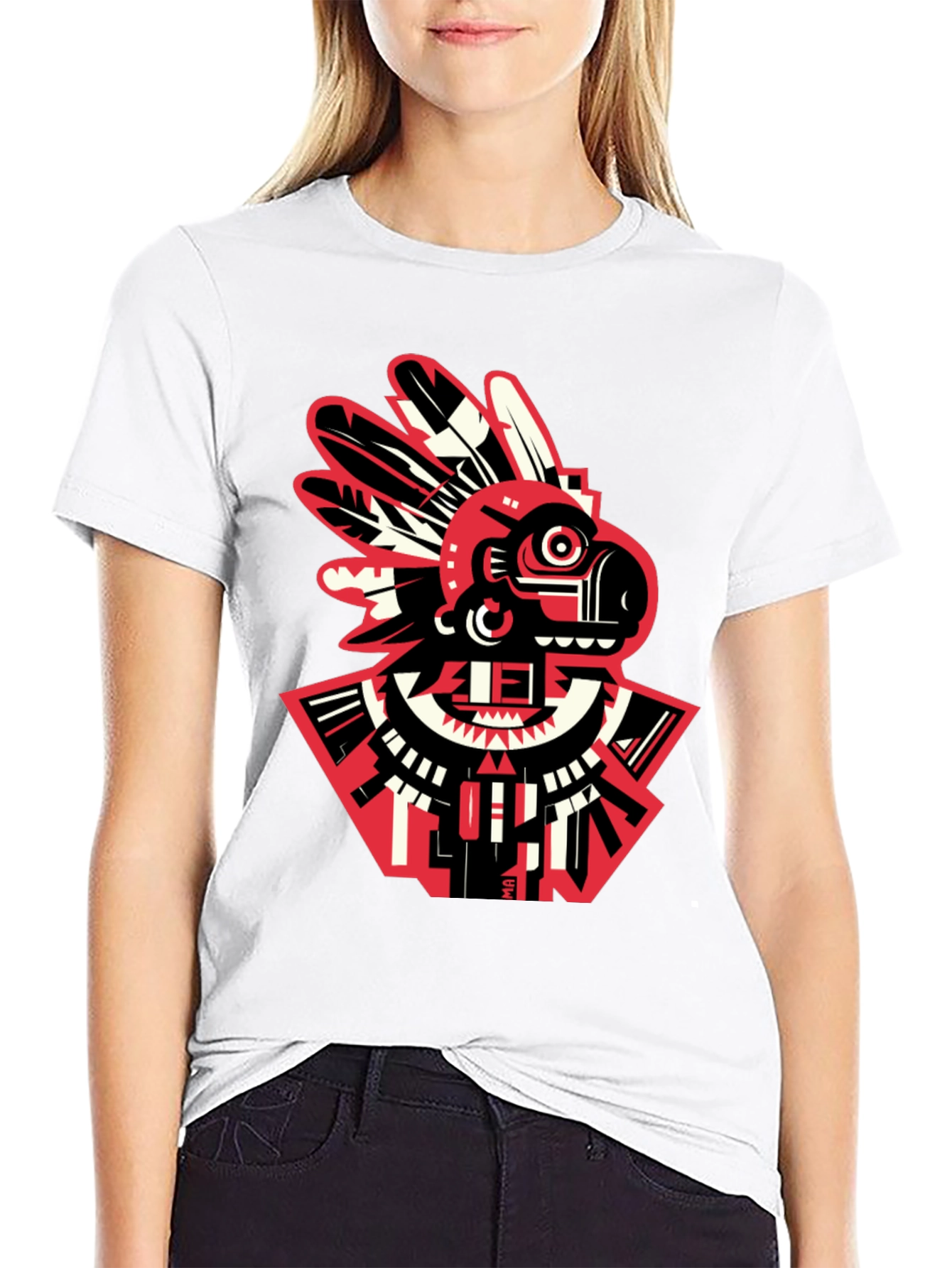 Black Aztec Bird Graphic T-Shirt - Modern Tribal Tee view 9