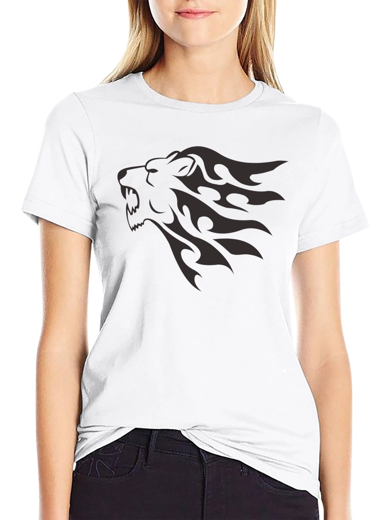 Black Lion Head Graphic Tee - Black view 9