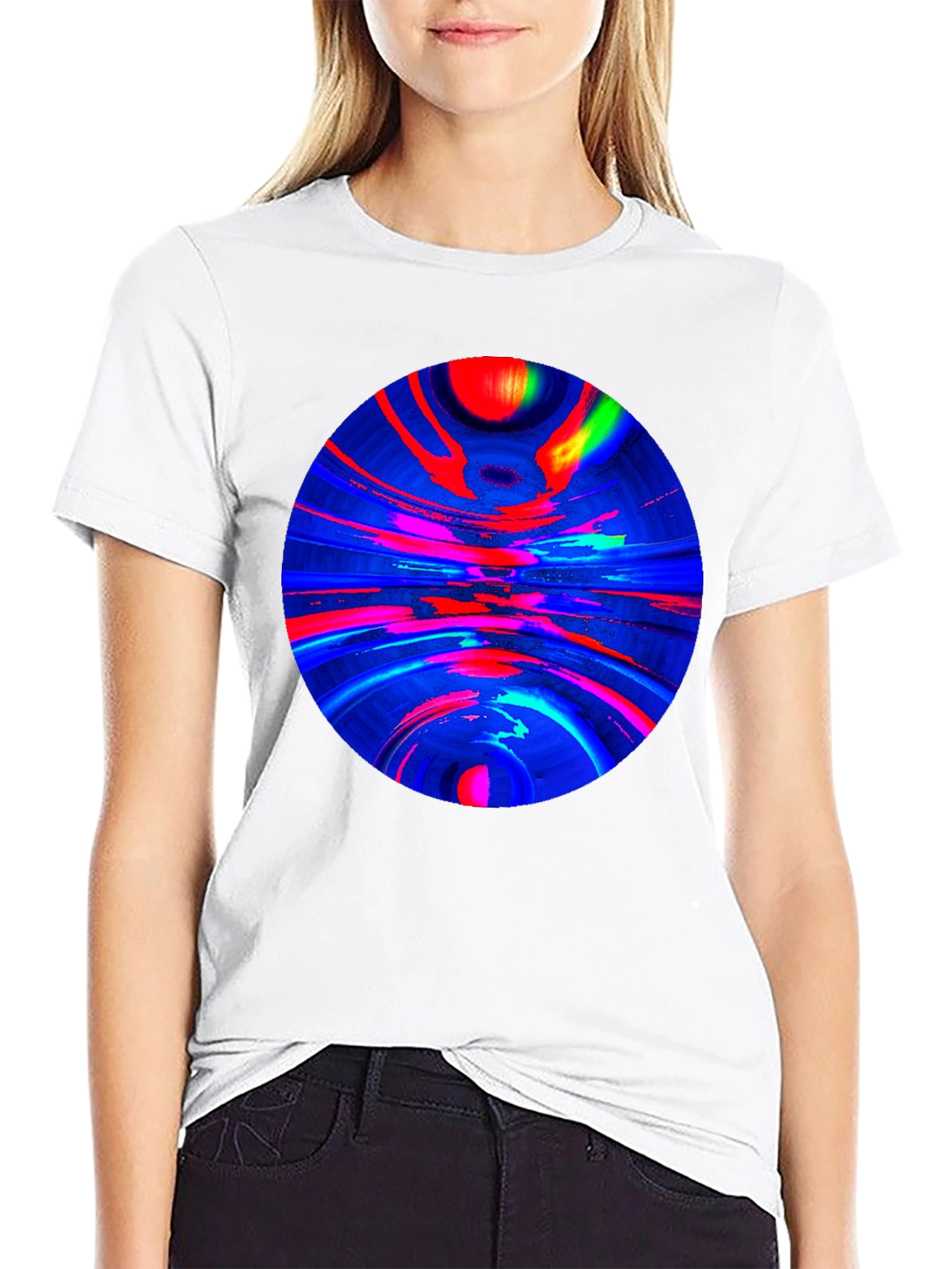 Black Abstract Circle Graphic T-Shirt view 9