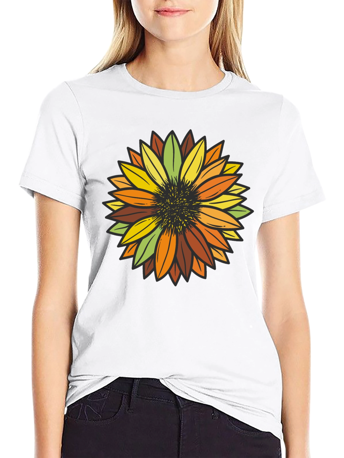 Black Sunflower Graphic Print T-Shirt view 9