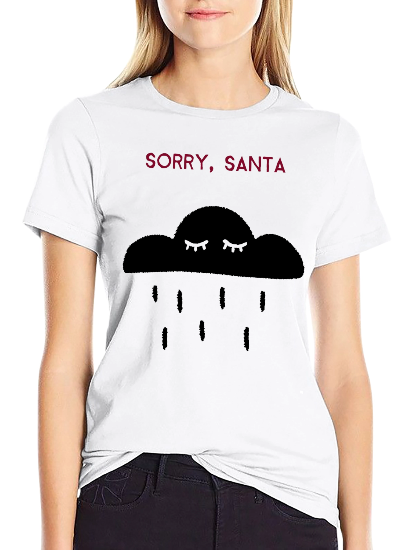 Black Sorry, Santa Funny Graphic T-Shirt - Unisex Black Tee view 9