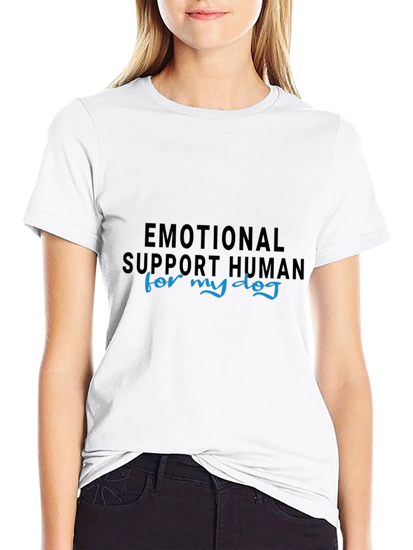 Black Emotional Support Human Dog Lover T-Shirt view 9