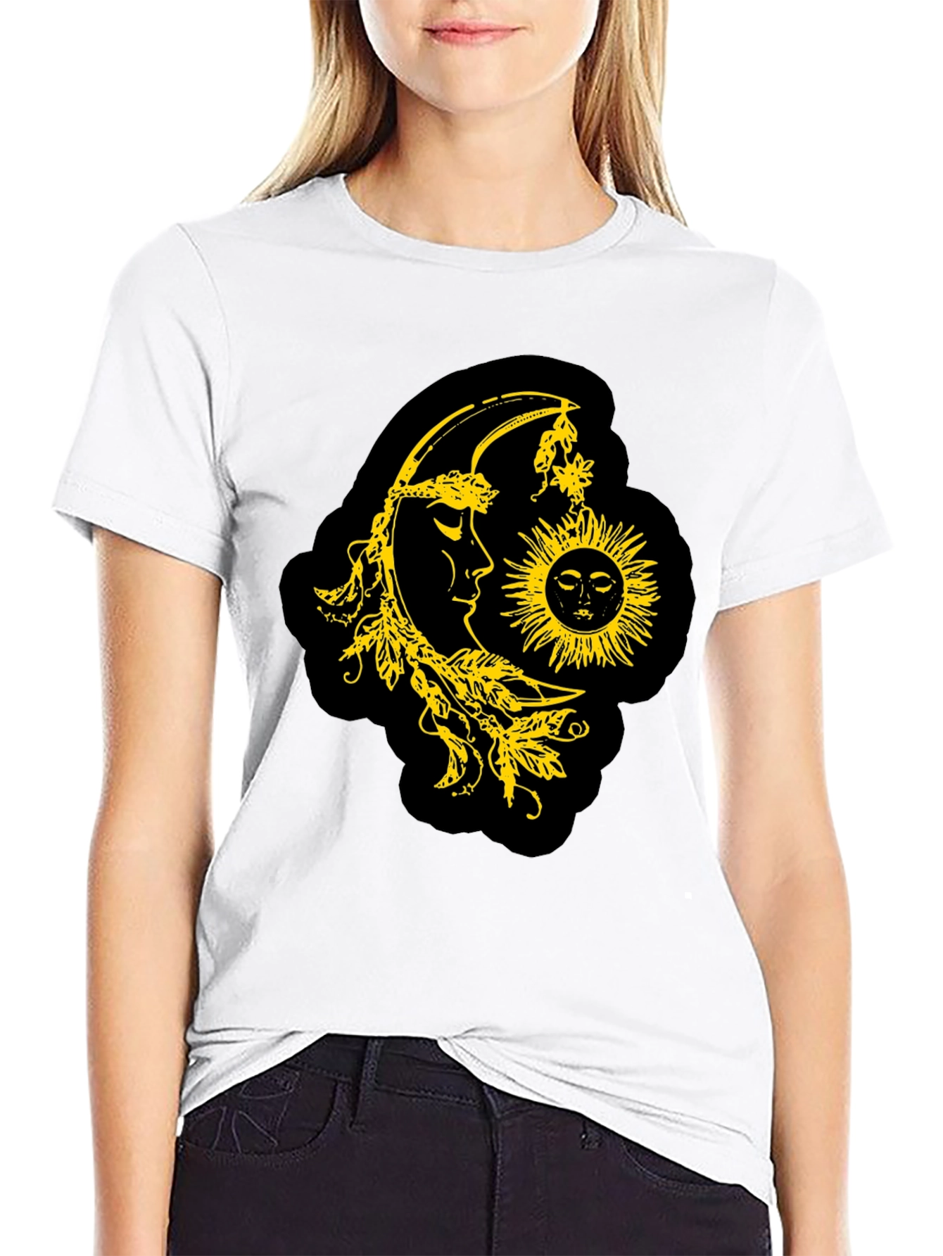 Black Celestial Sun & Moon Graphic T-Shirt - Black view 9