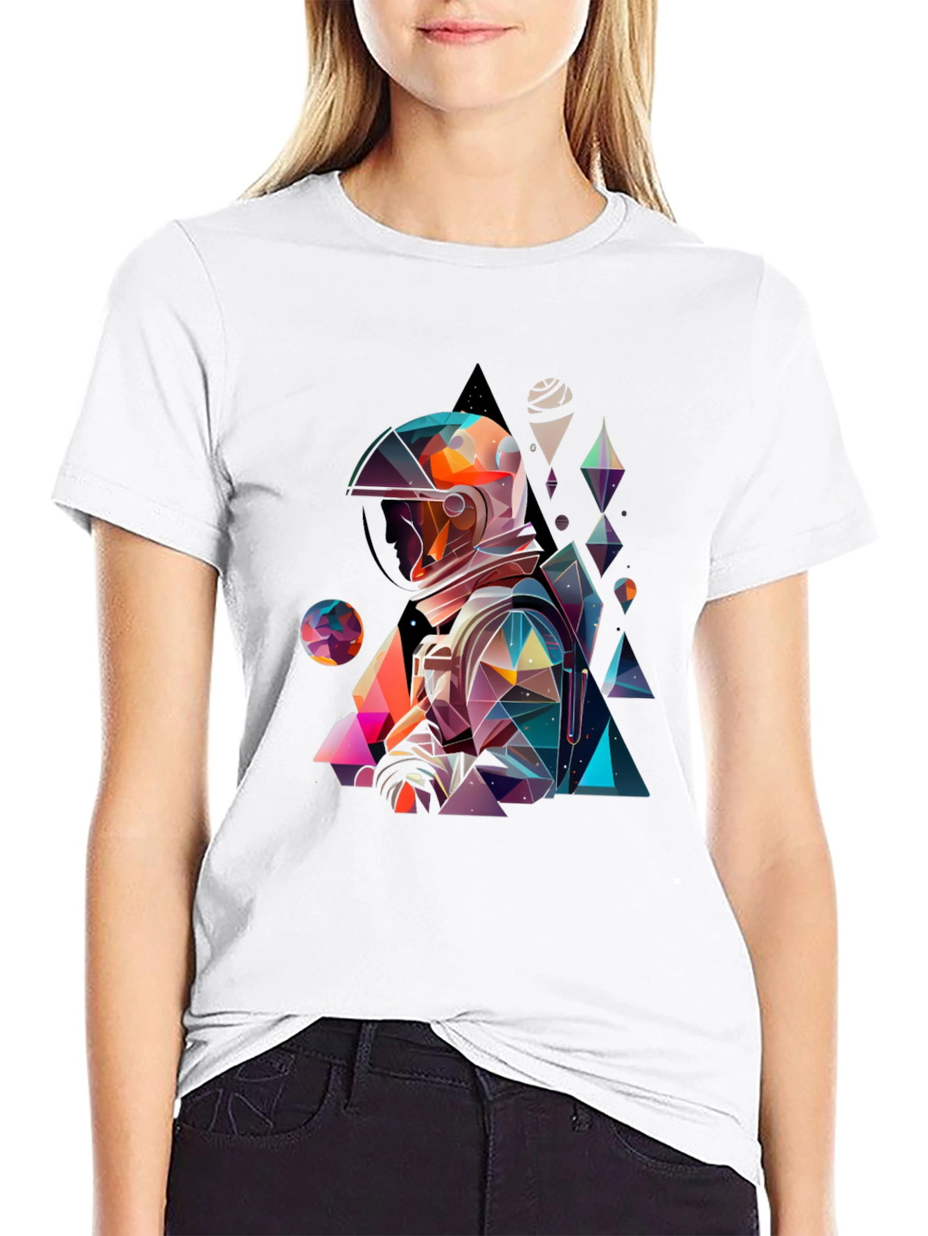 Black Abstract Astronaut Graphic Tee view 9