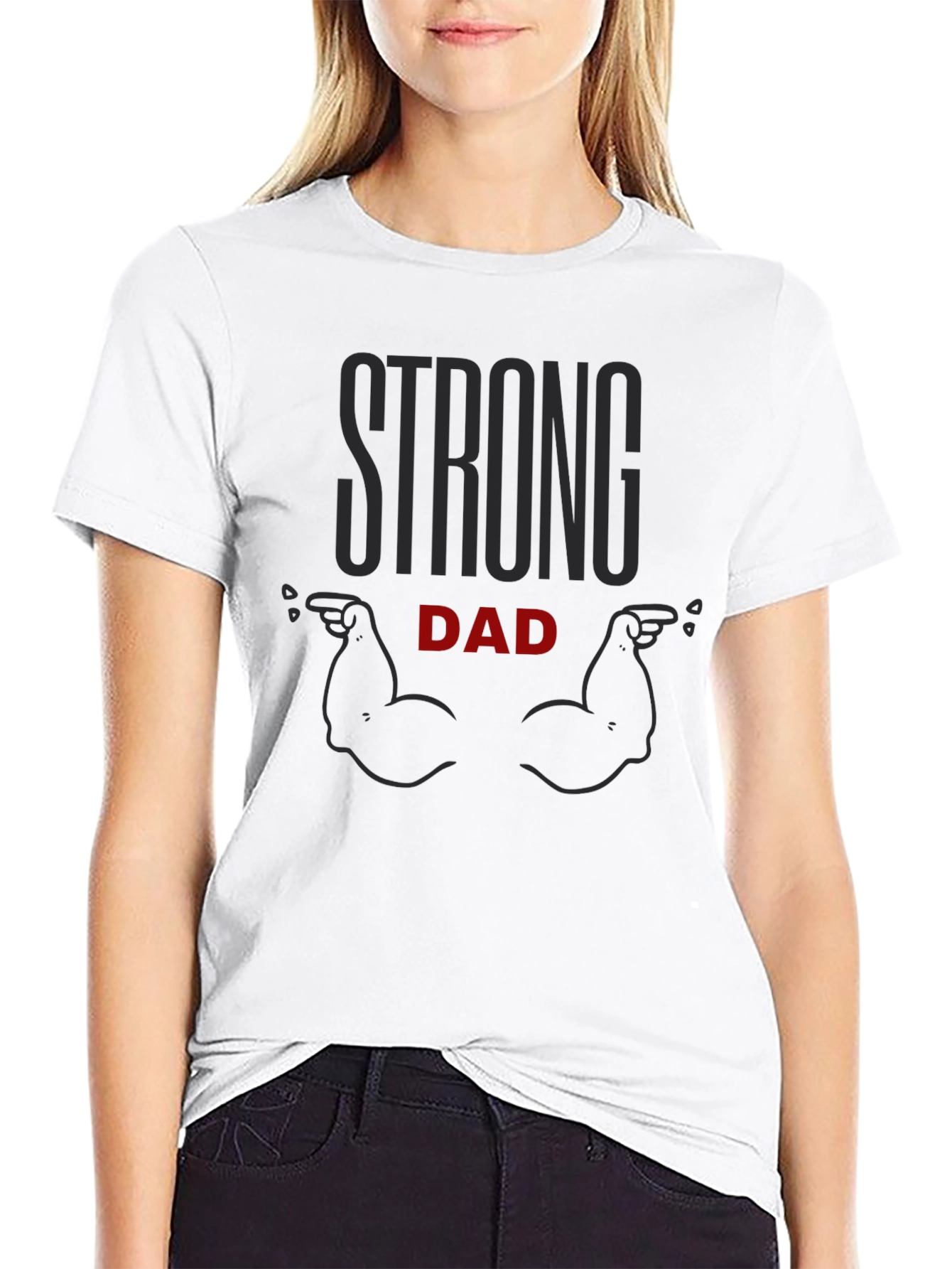 Black Strong Dad Black Graphic Tee view 9