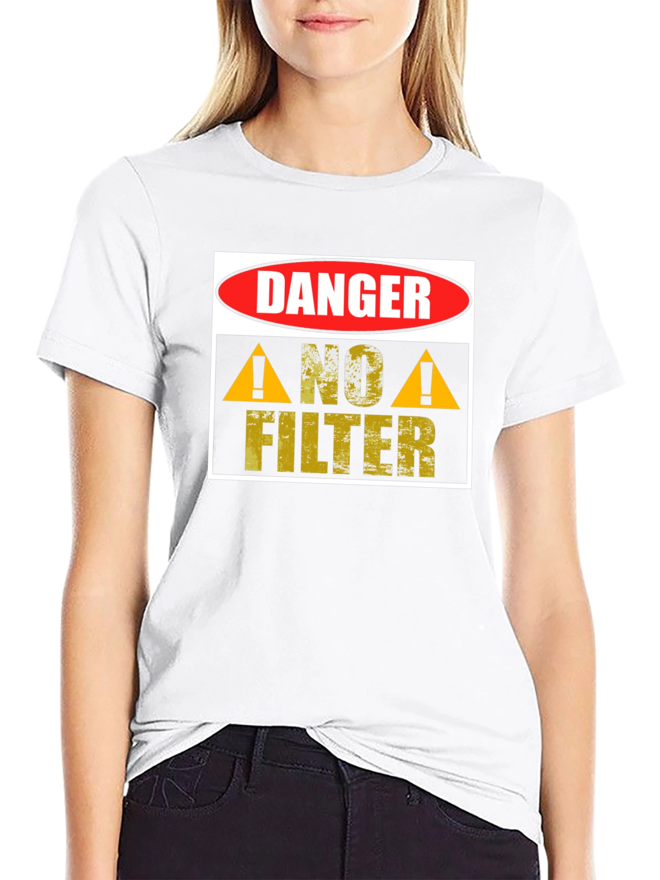 Black Danger No Filter Graphic T-Shirt view 9
