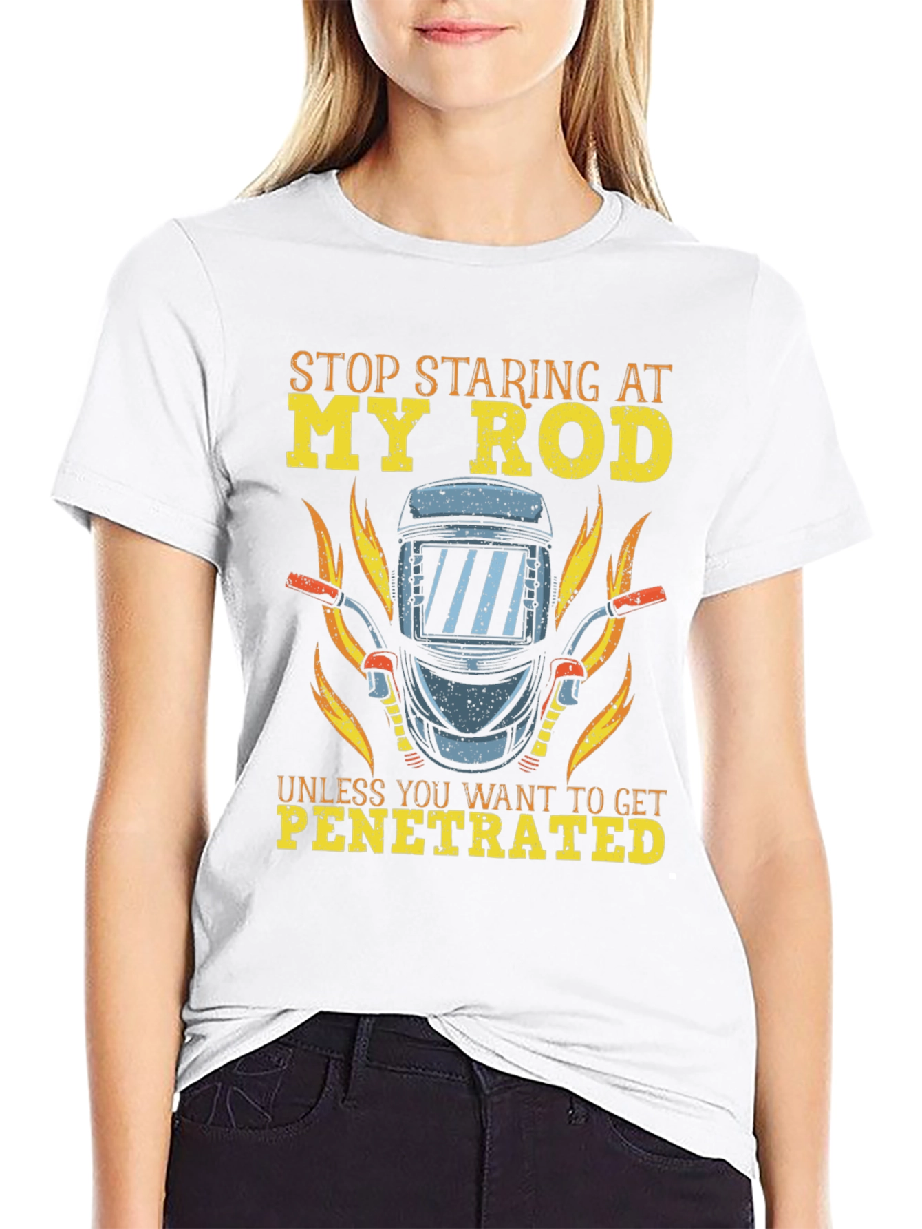 Black Funny Welder T-Shirt - Stop Staring My Rod view 9