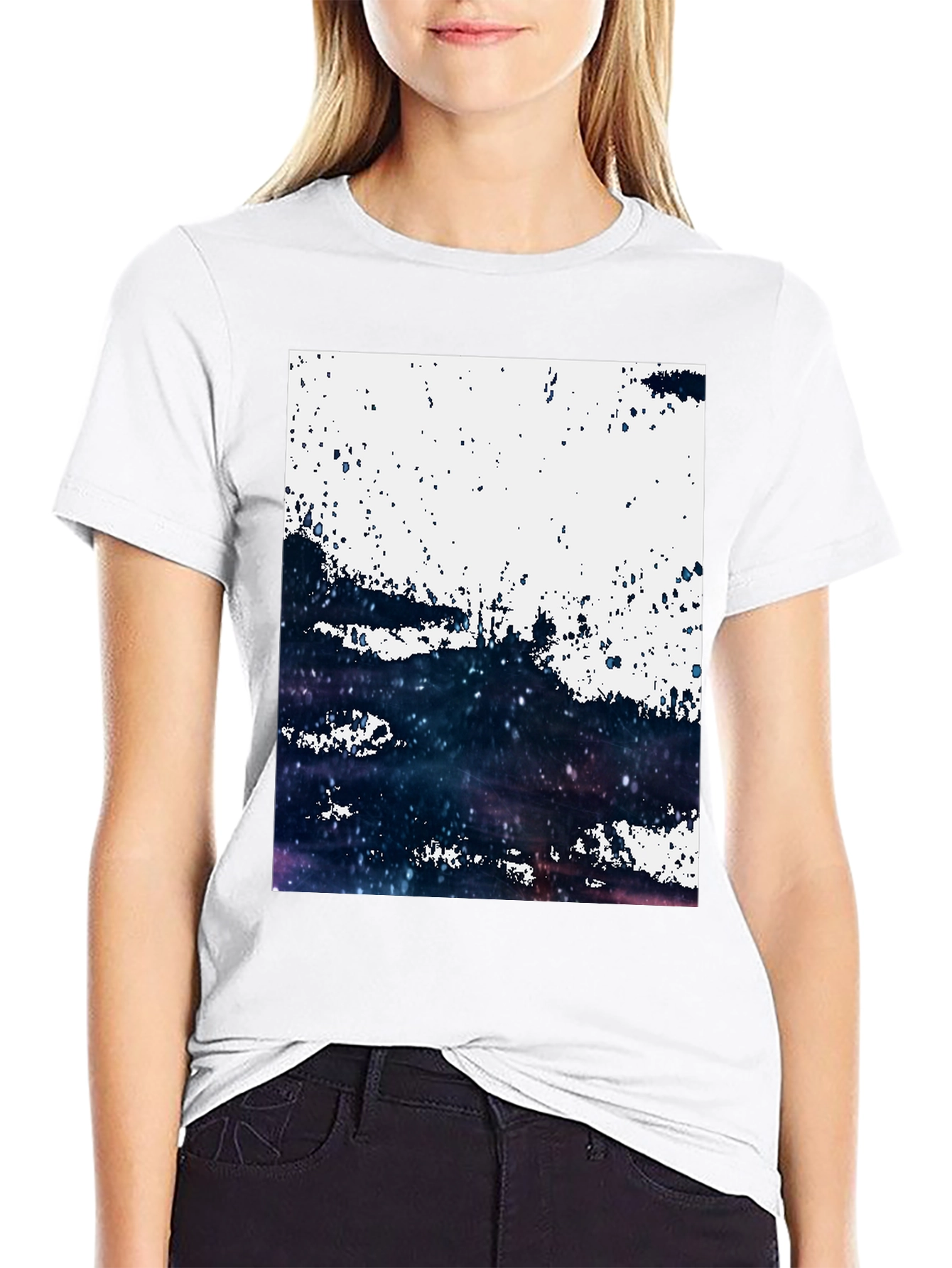 Black Abstract Galaxy T-Shirt: Modern Art Tee view 9