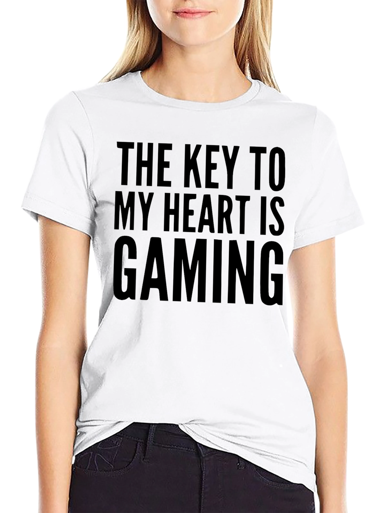 Black Gamer T-Shirt: "The Key to My Heart is Gaming" view 9