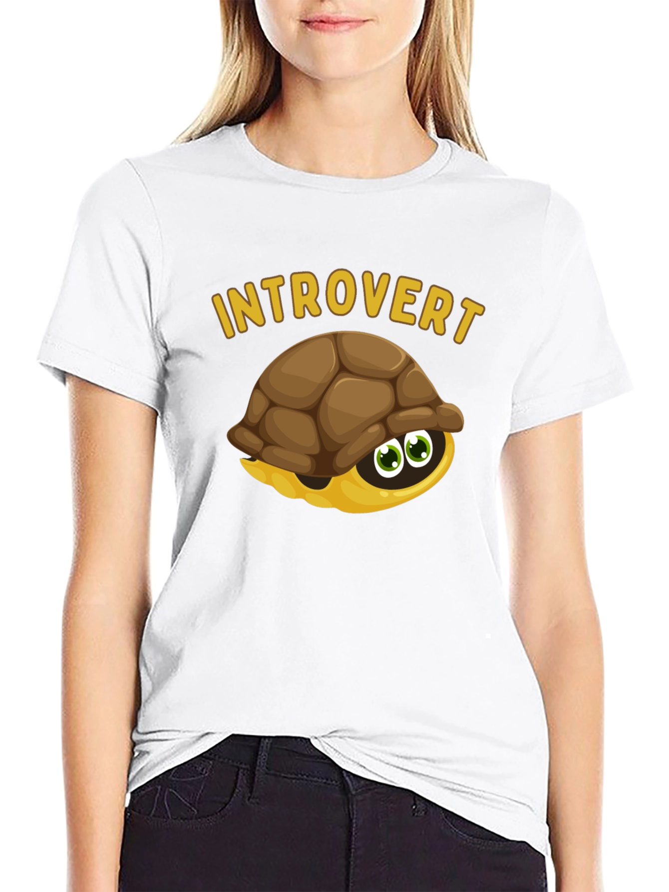 Black Introvert Turtle Graphic Tee - Funny Animal Humor T-Shirt view 9
