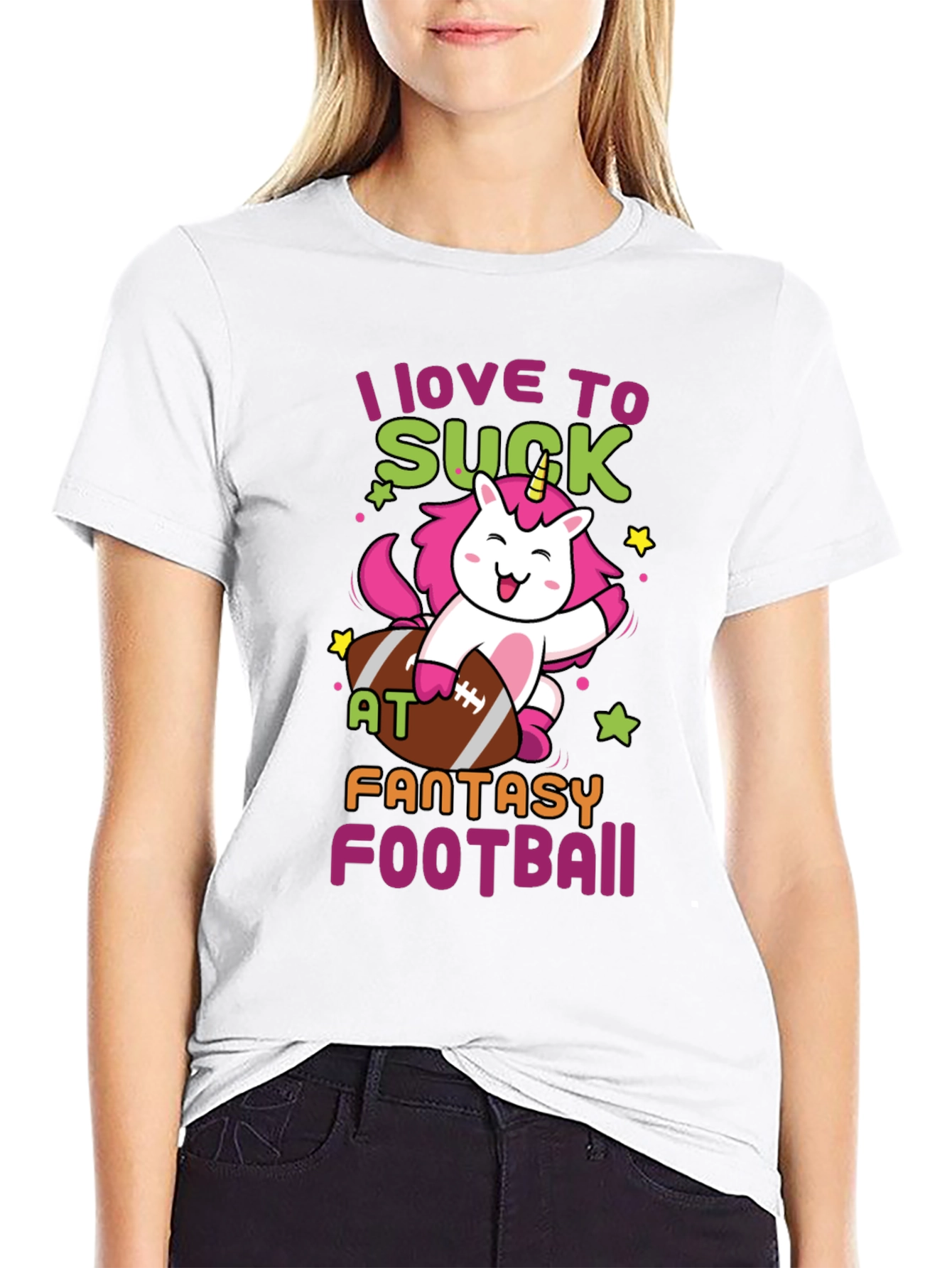 Black Unicorn Fantasy Football T-Shirt - I Love To Suck At... view 9