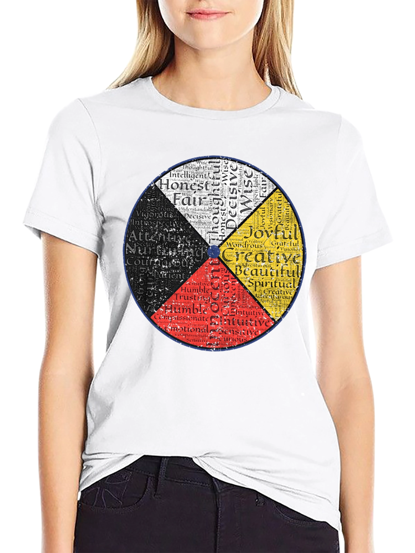 Black Medicine Wheel Black T-Shirt: Indigenous Wisdom Design view 9