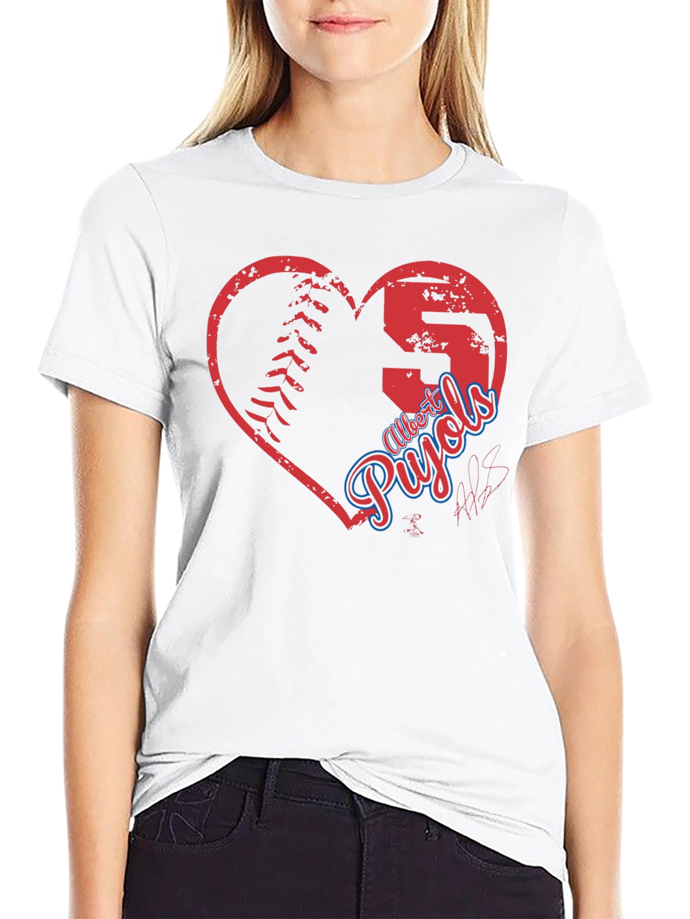 Black Albert Pujols Baseball Heart T-Shirt view 9