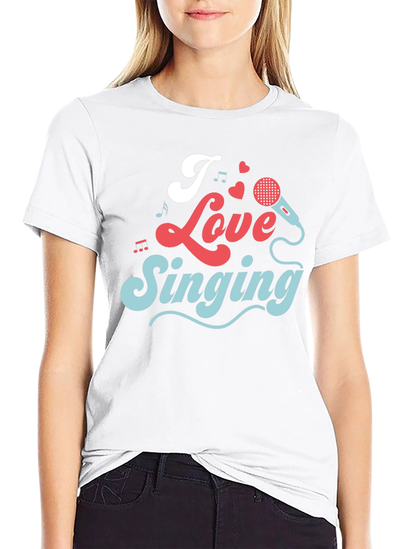 Black I Love Singing Graphic T-Shirt view 9