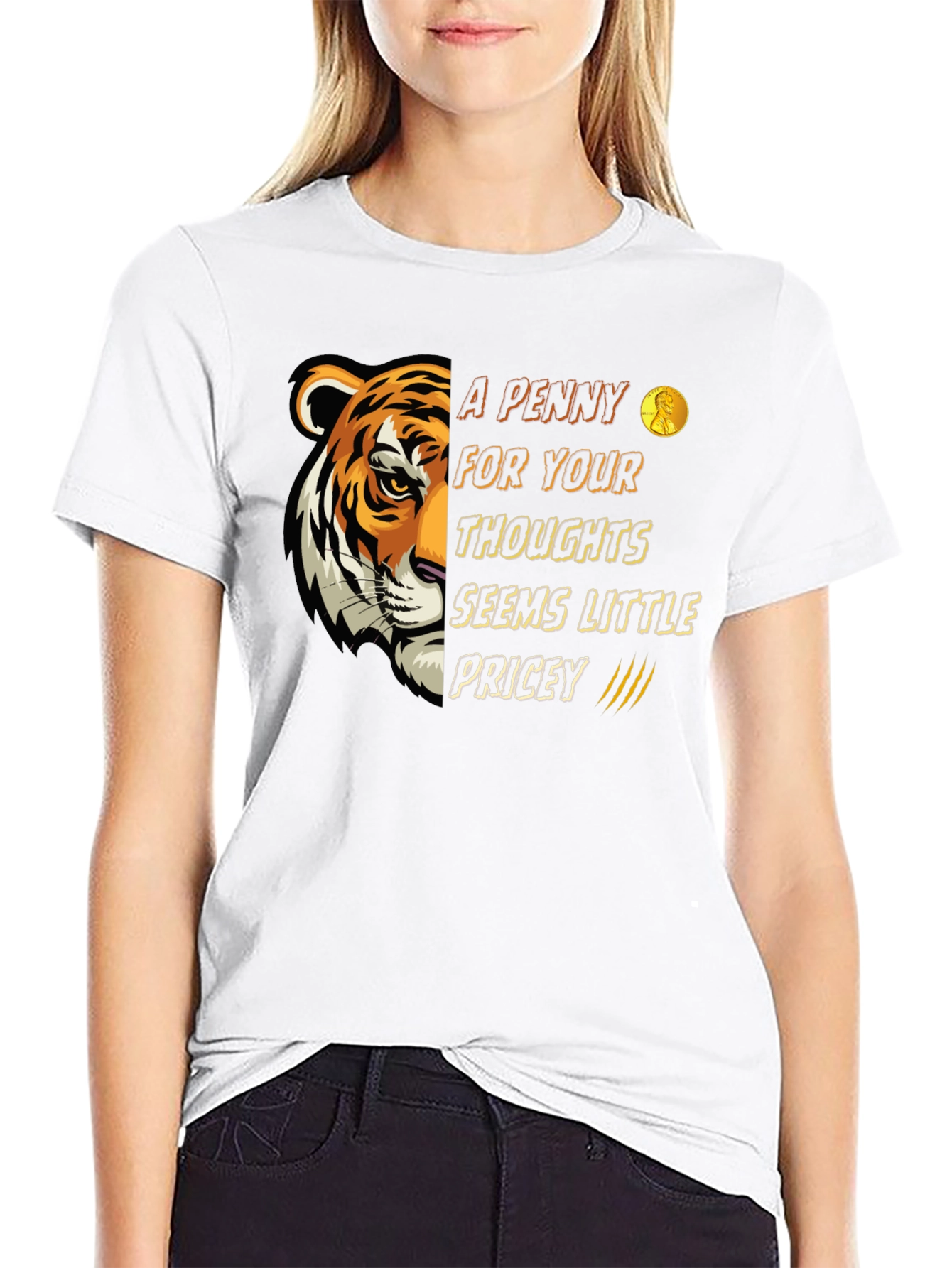 Black A Penny For Your Thoughts Tiger Graphic T-Shirt view 9