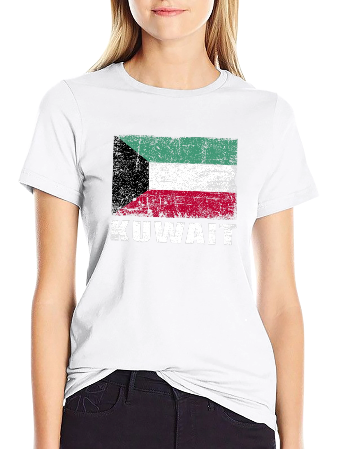 Black Kuwait Flag T-Shirt - Distressed Look view 9