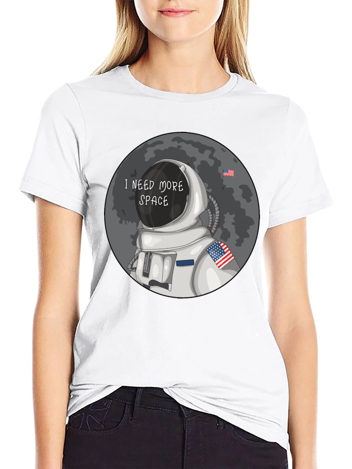 Black I Need More Space T-Shirt - Astronaut Design view 9