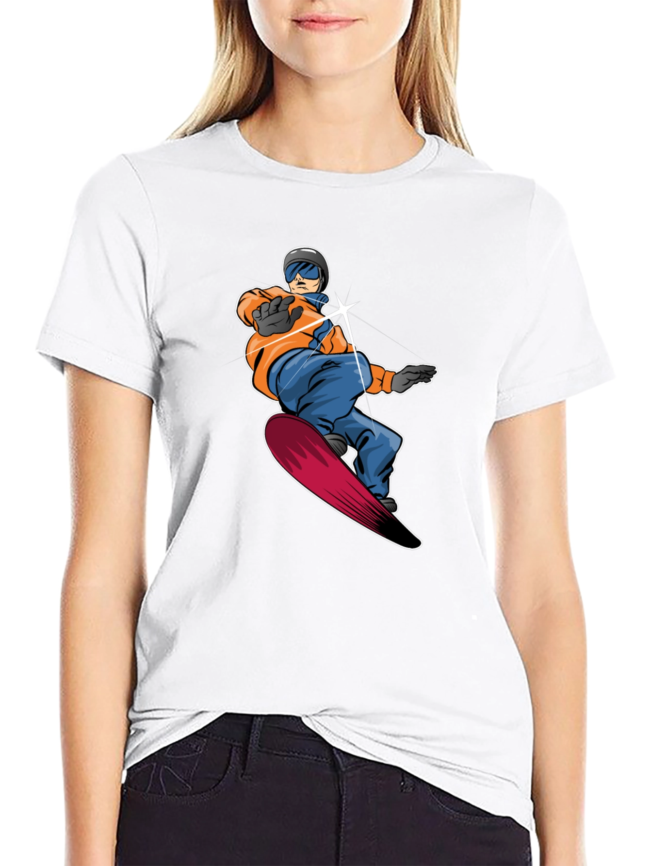 Black Cool Snowboarder Graphic Tee - Black Cotton view 9