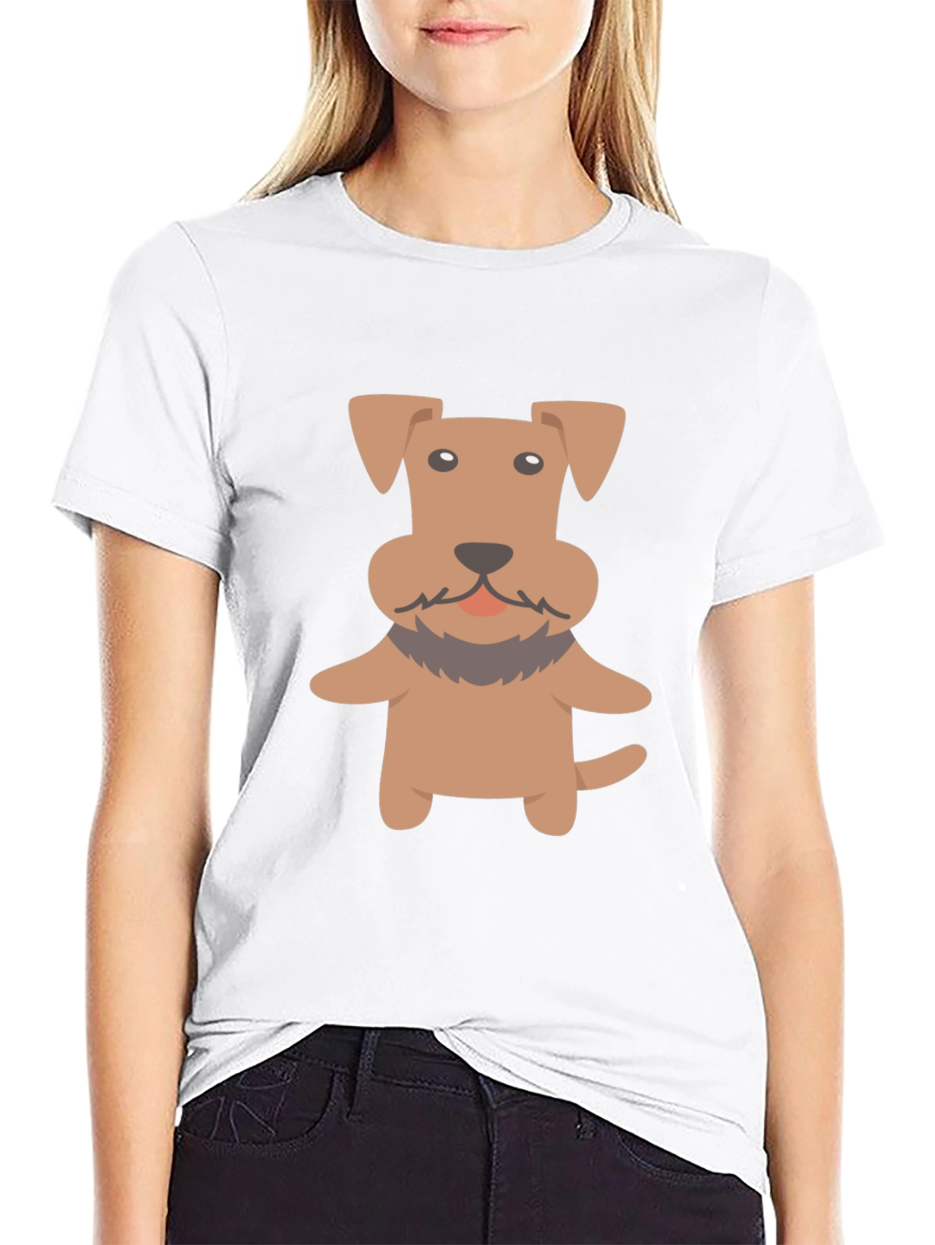 Black Cartoon Dog Graphic T-Shirt - Black Cotton Tee view 9
