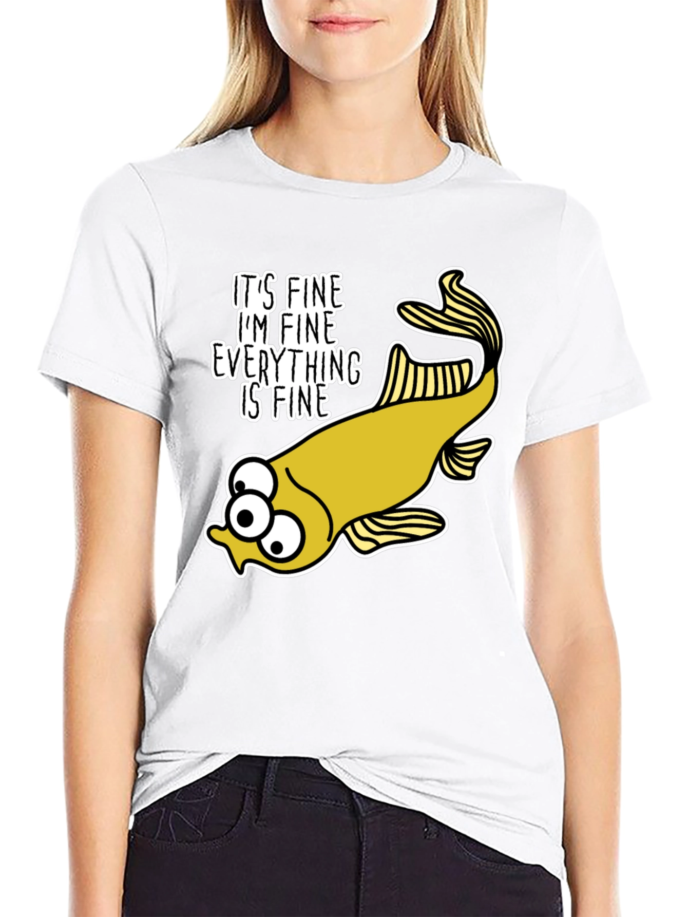 Black It's Fine Fish Graphic Tee view 9