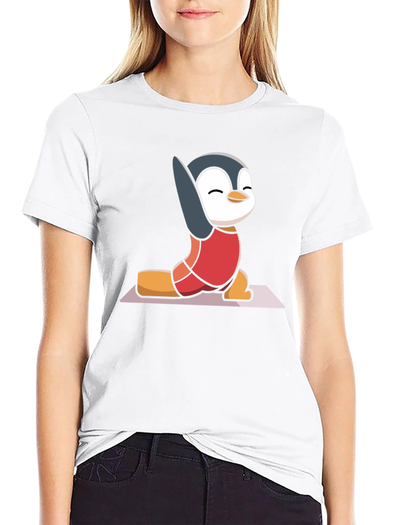 Black Yoga Penguin T-Shirt - Relaxed Fit view 9