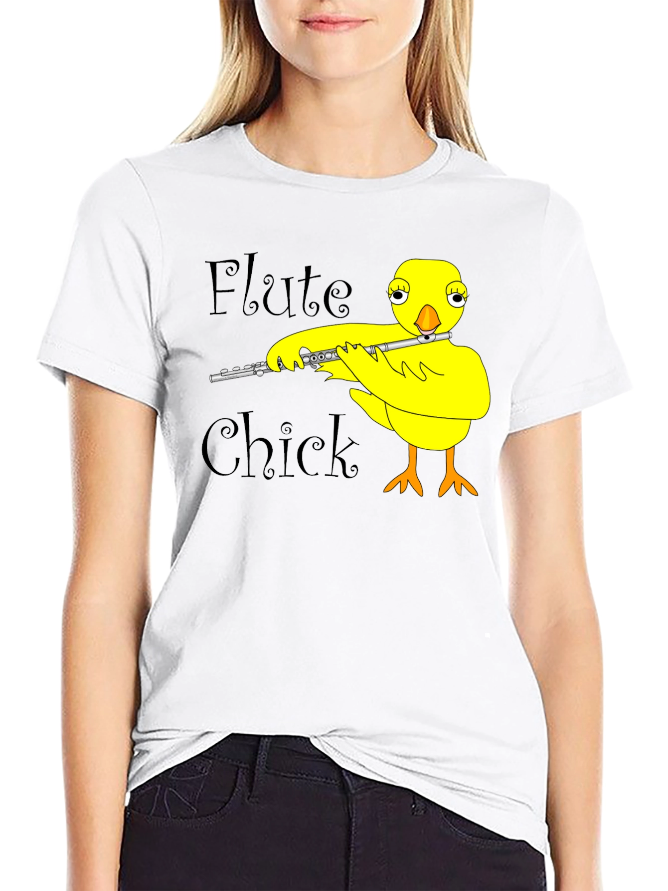 Black Flute Chick Black T-Shirt view 9