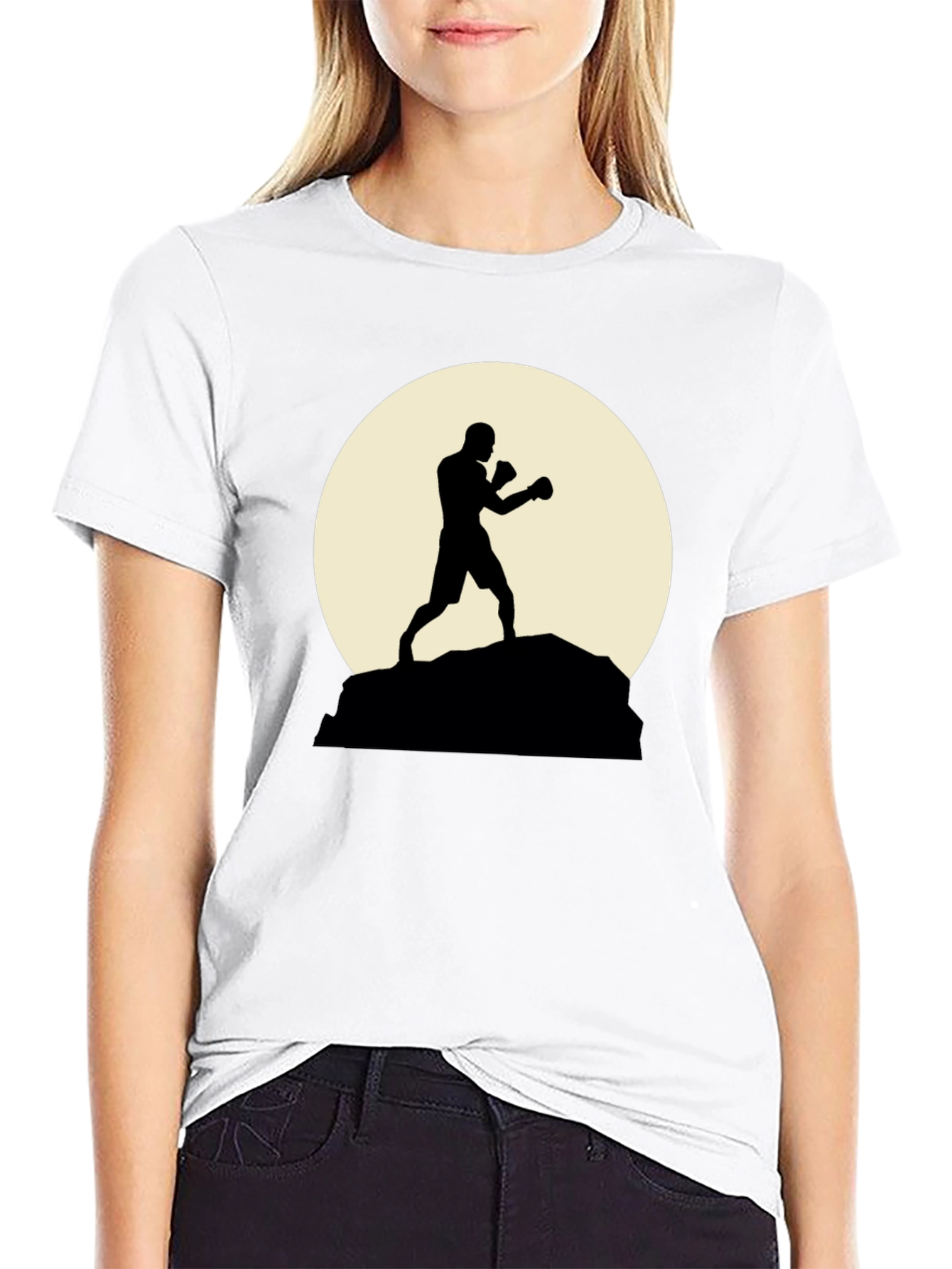 Black Silhouette Boxer Graphic Tee - Stylish Black Shirt view 9