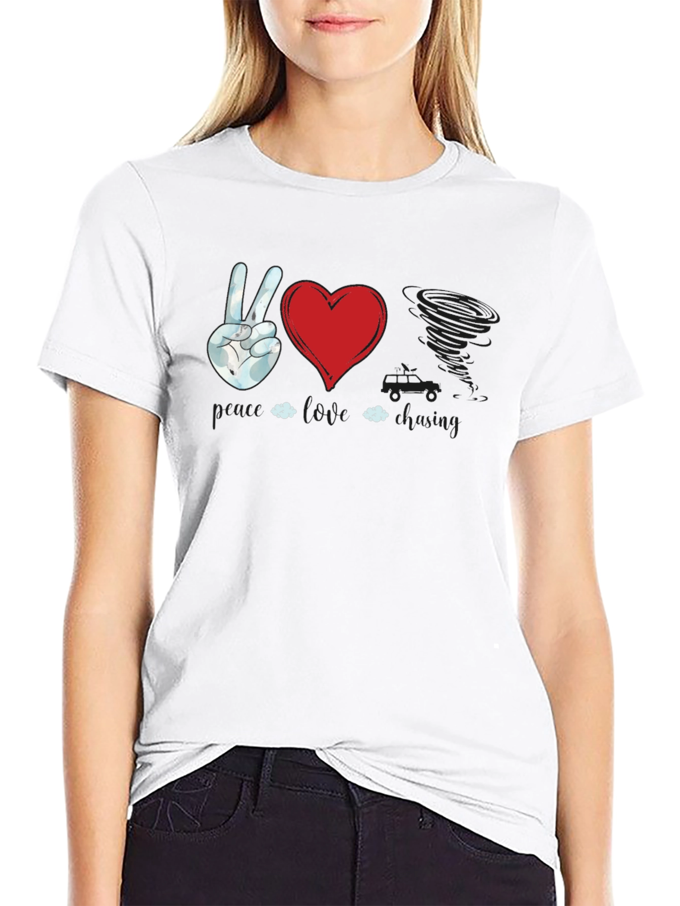 Black Peace Love Twister T-Shirt | Unique Graphic Tee view 9