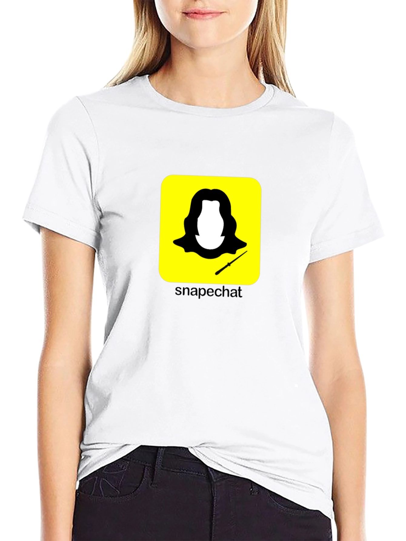 Black Funny Snape Snapchat Black T-Shirt view 9