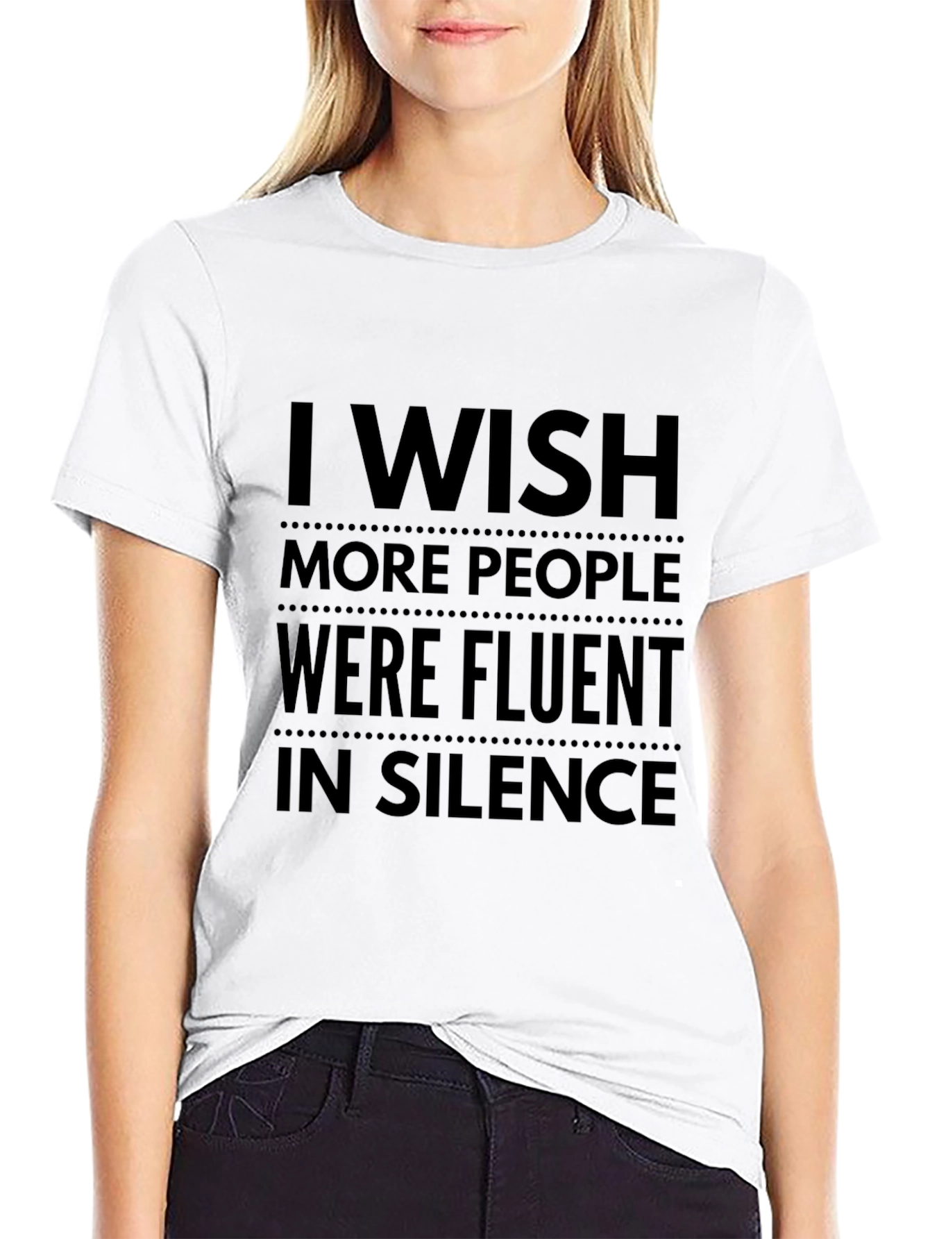 Black I Wish More People Were Fluent in Silence T-Shirt view 9