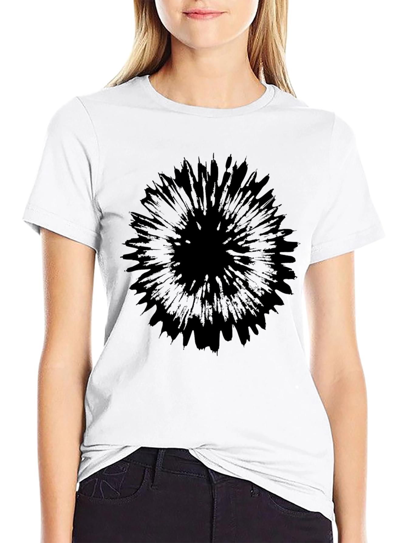 Black Black Graphic Tee - Abstract Burst Design view 9