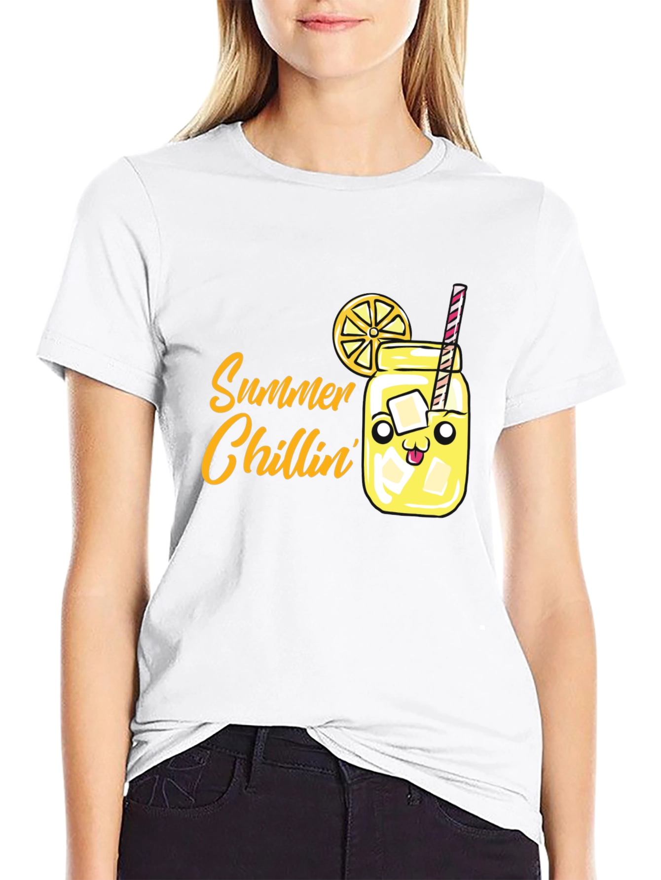 Black Summer Chillin' Graphic Tee - Cute Cartoon Lemonade Shirt view 9