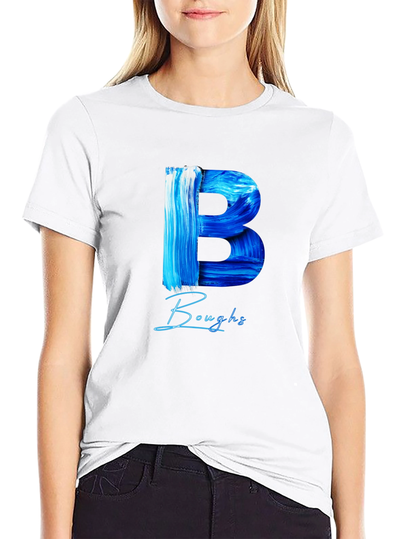 Black "Boughs" Letter B Brushstroke Graphic Tee - Black view 9