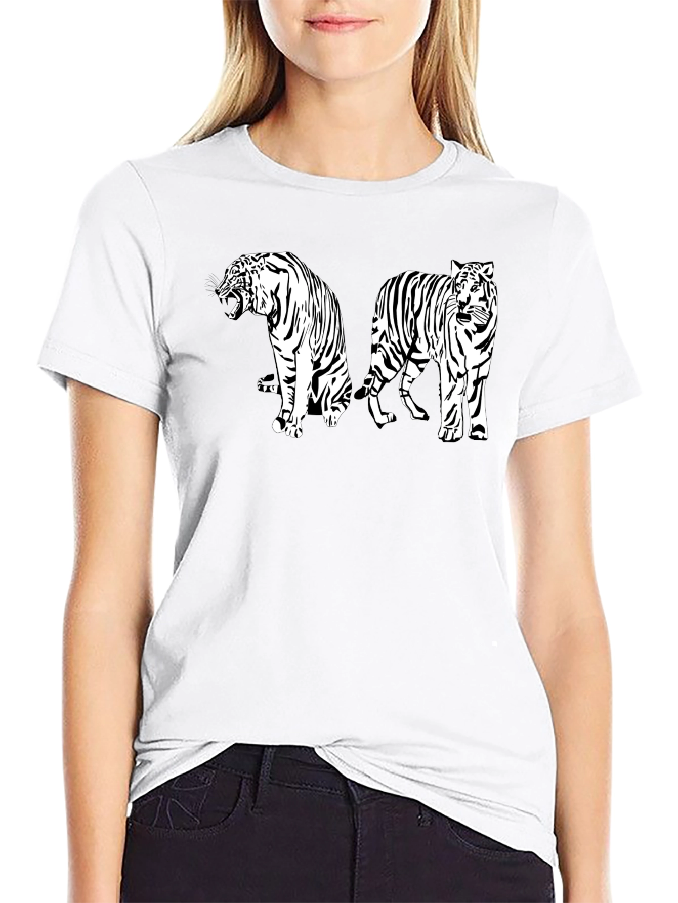 Black Striking Tiger Graphic Tee - Black view 9