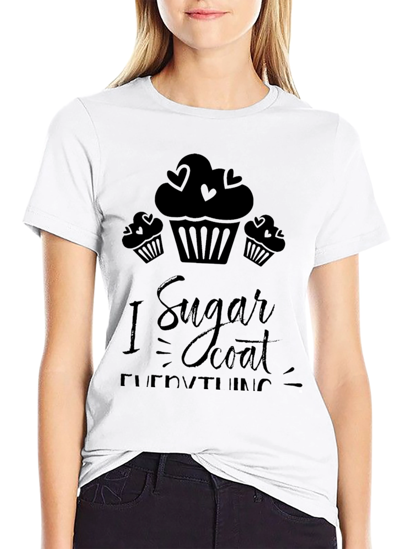Black I Sugar Coat Everything Black Graphic Tee view 9