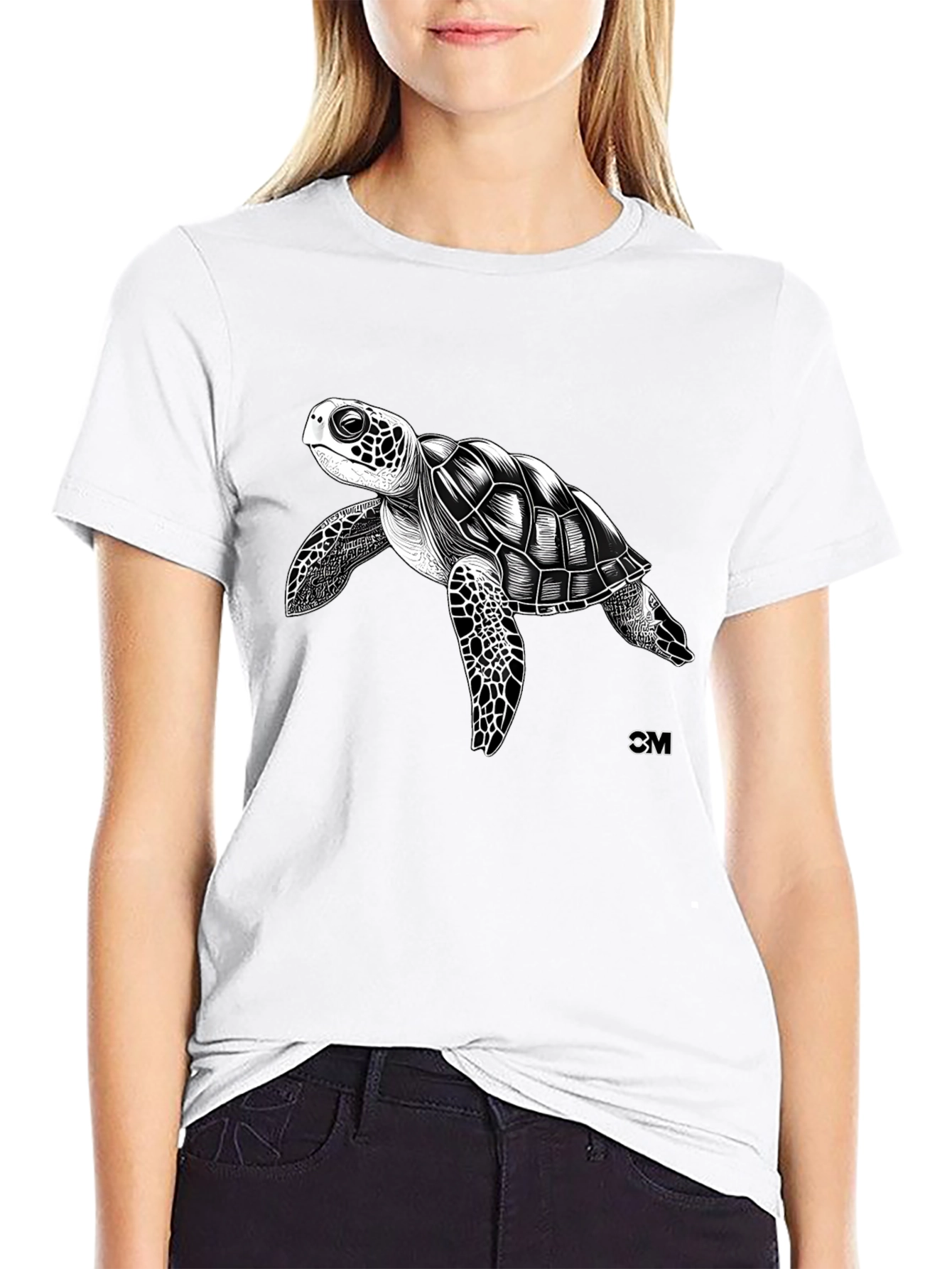 Black Sea Turtle Graphic Tee - Black Cotton Blend view 9