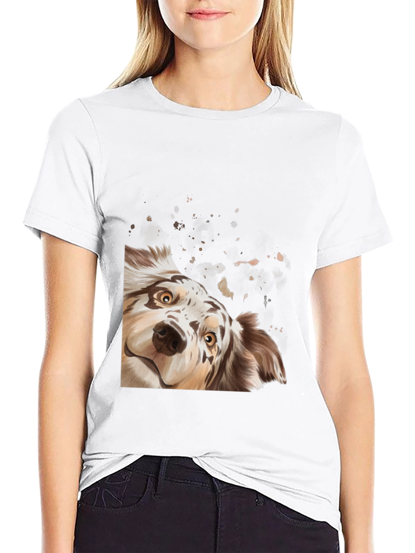 Black Cute Dog Graphic Black T-Shirt view 9