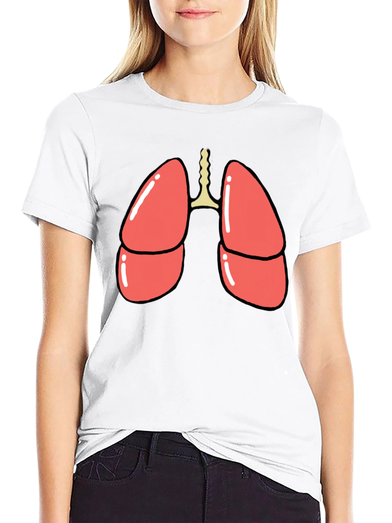 Black Anatomical Lungs Graphic T-Shirt - Black Cotton Blend view 9