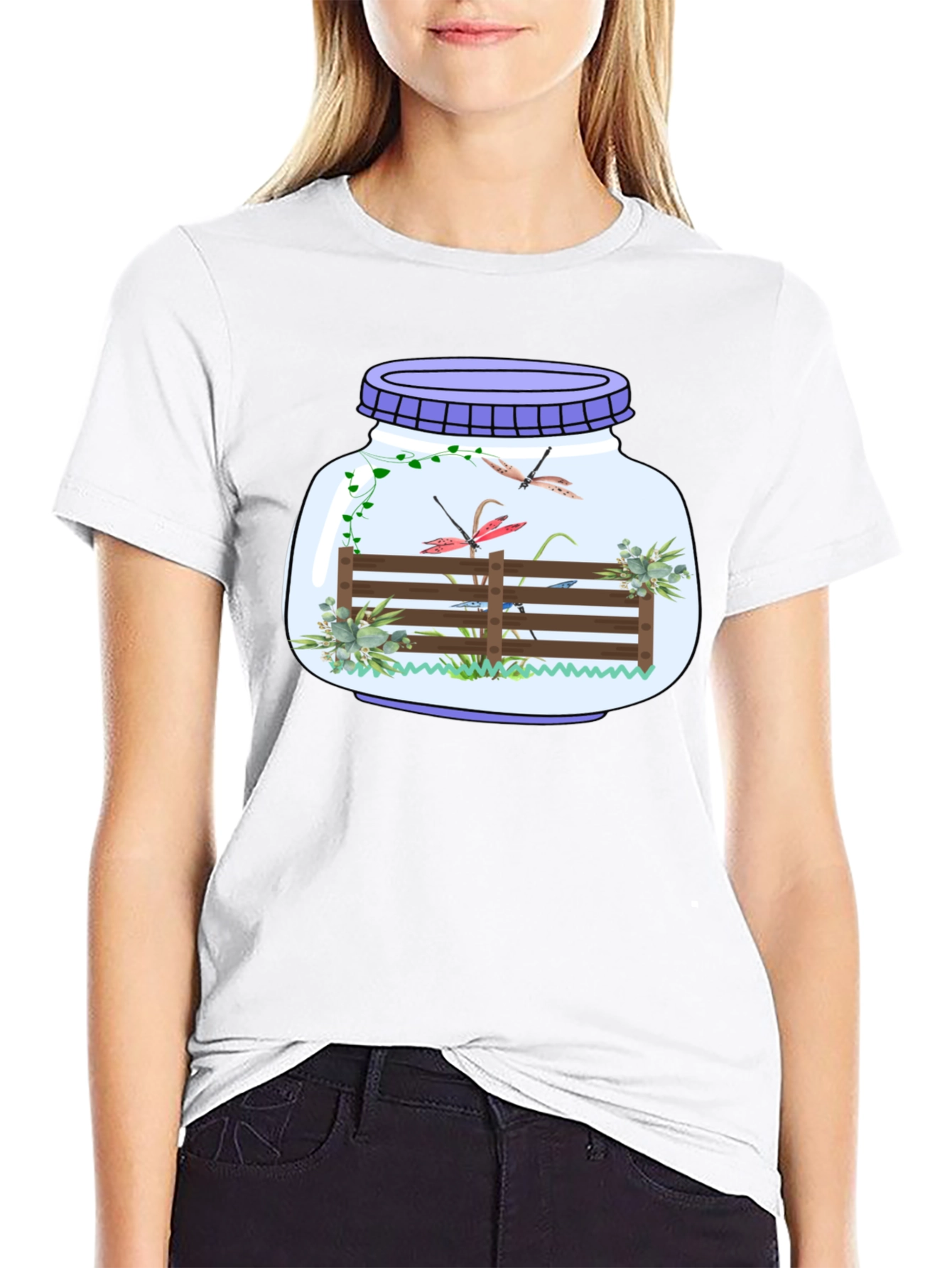 Black Dragonfly Terrarium Graphic Tee view 9