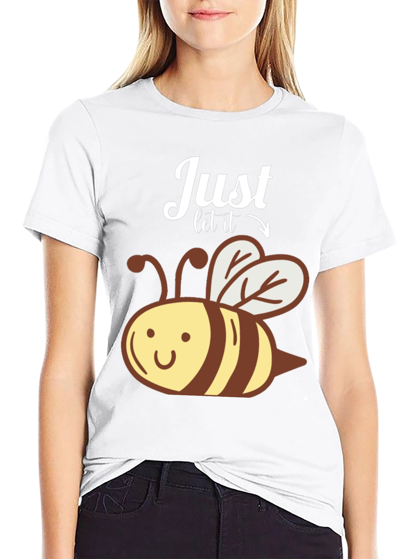 Black Just Let It Bee Funny Graphic T-Shirt view 9