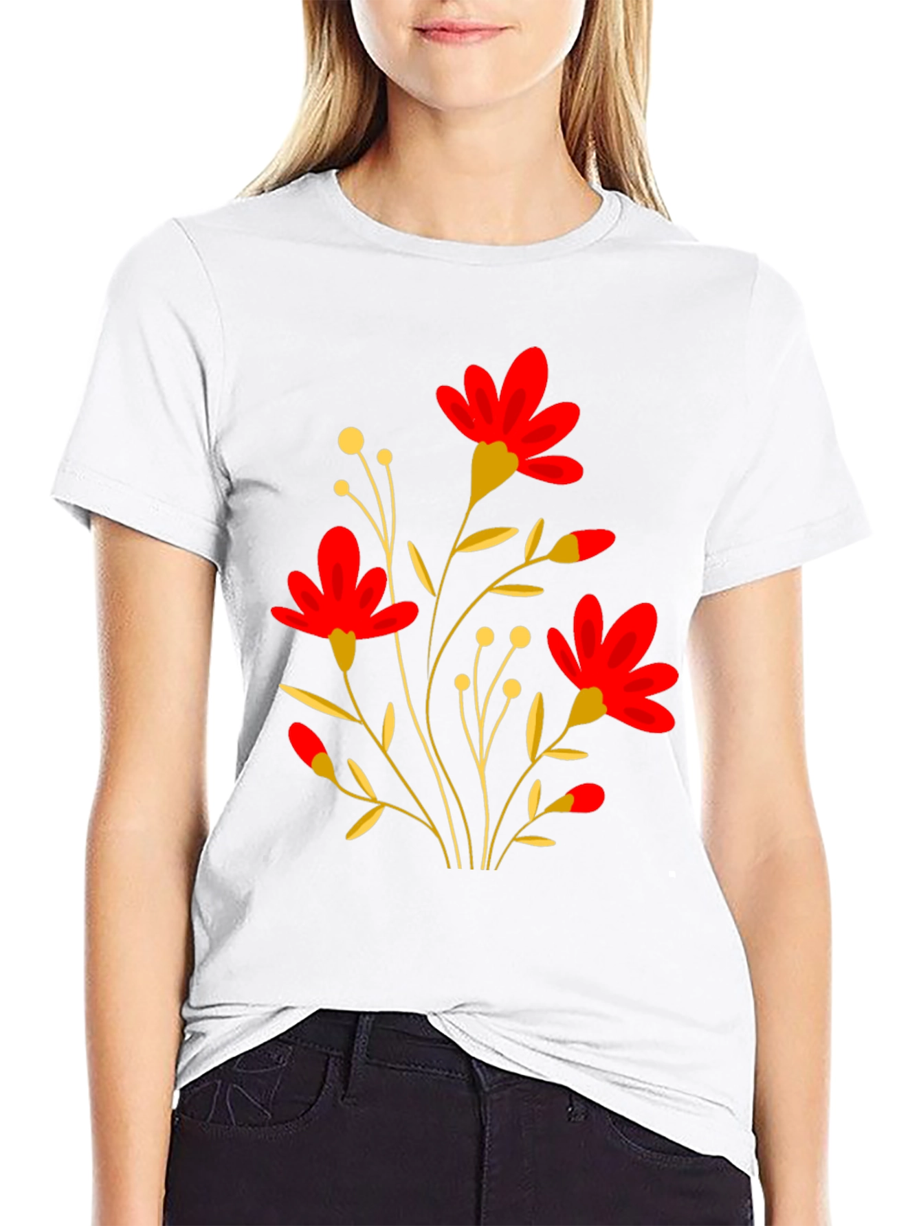 Black Floral Graphic Black T-Shirt view 9