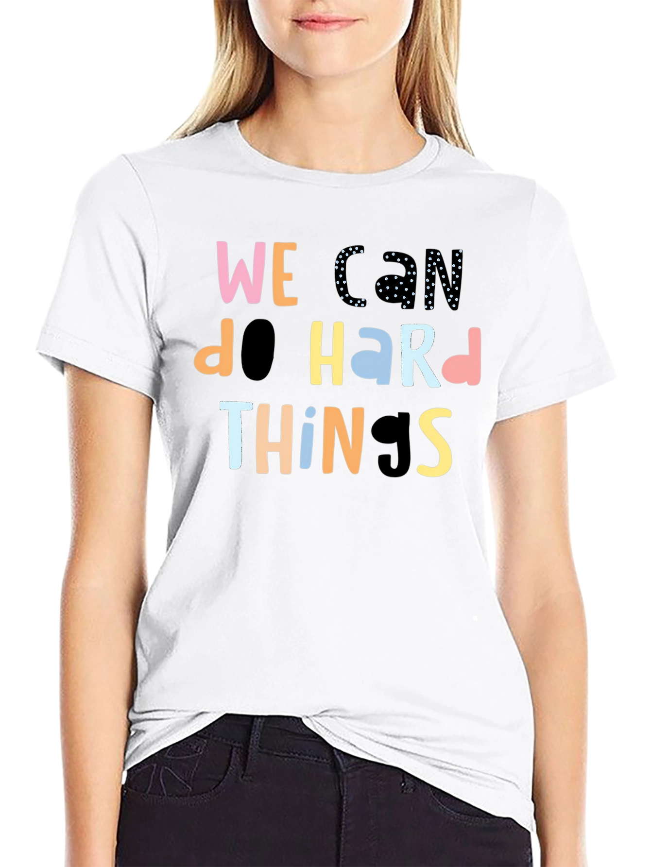 Black We Can Do Hard Things Black T-Shirt view 9