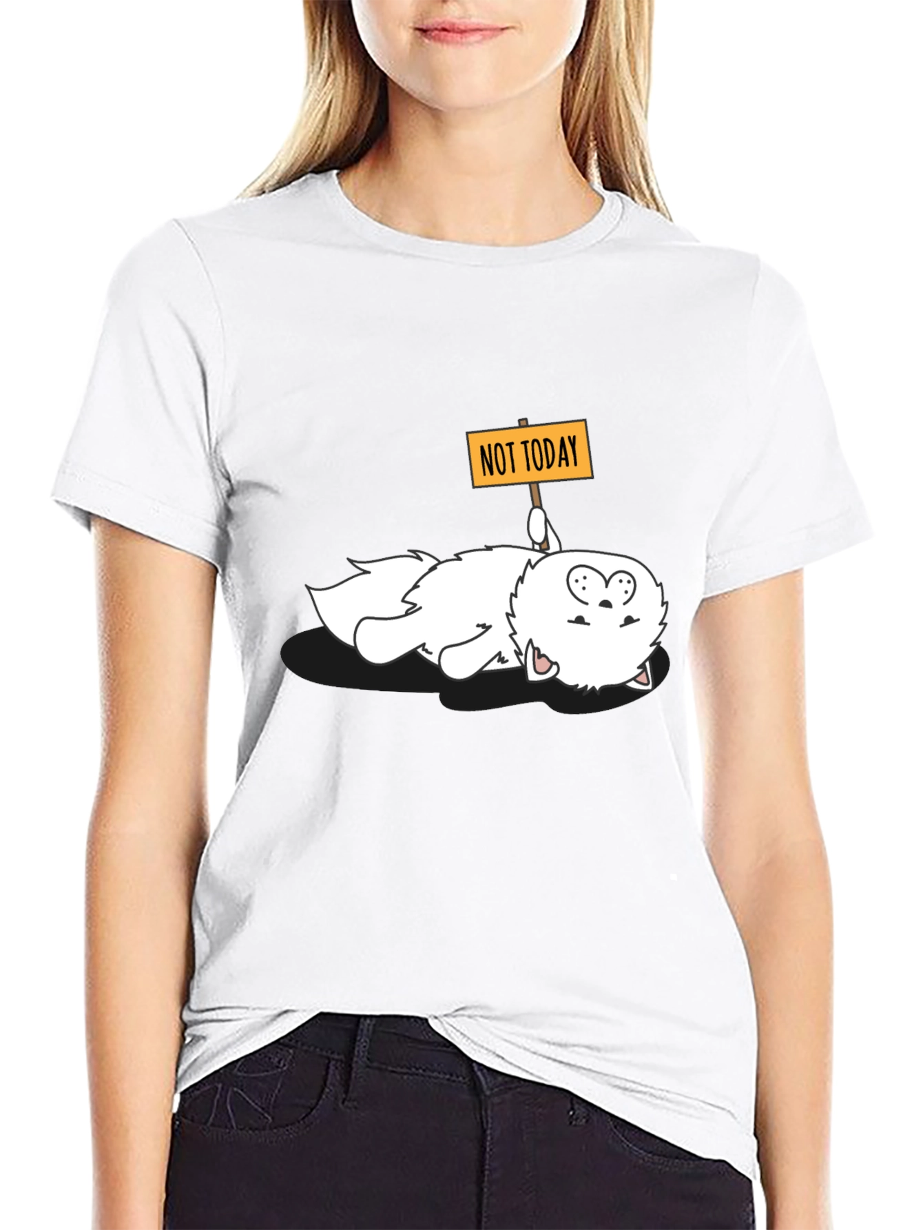 Black Funny 'Not Today' Cat Graphic Tee view 9