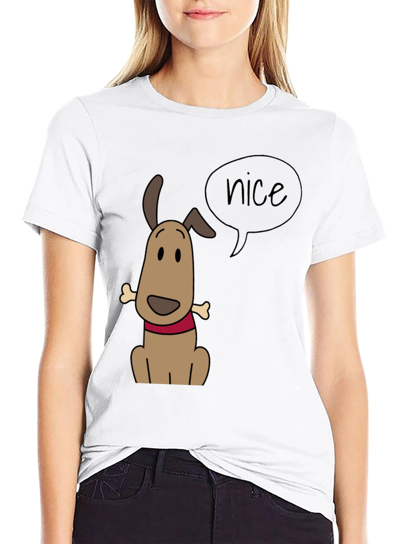 Black Nice Dog Graphic Tee - Black Casual T-Shirt view 9