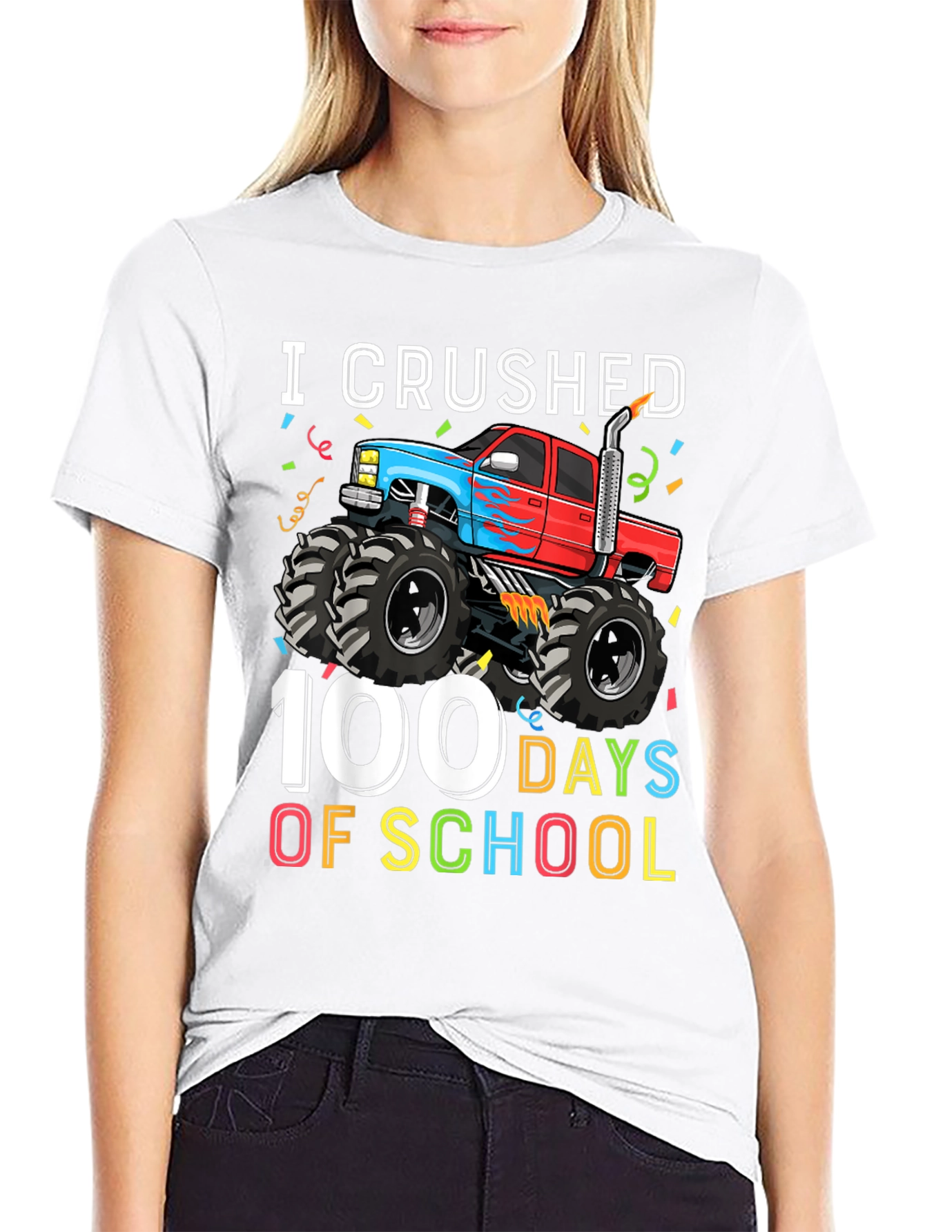 I Crushed 100 Days of School Monster Truck T-Shirt - 9