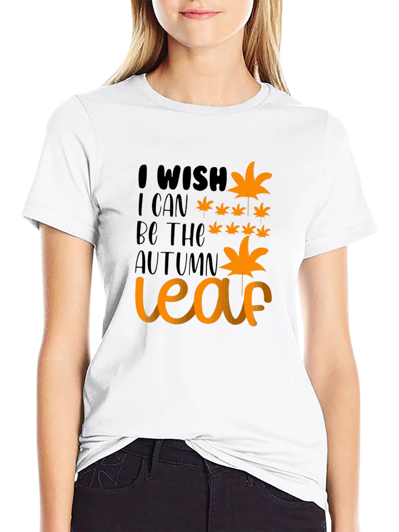 Black Autumn Leaf Wish Graphic Tee - Black view 9