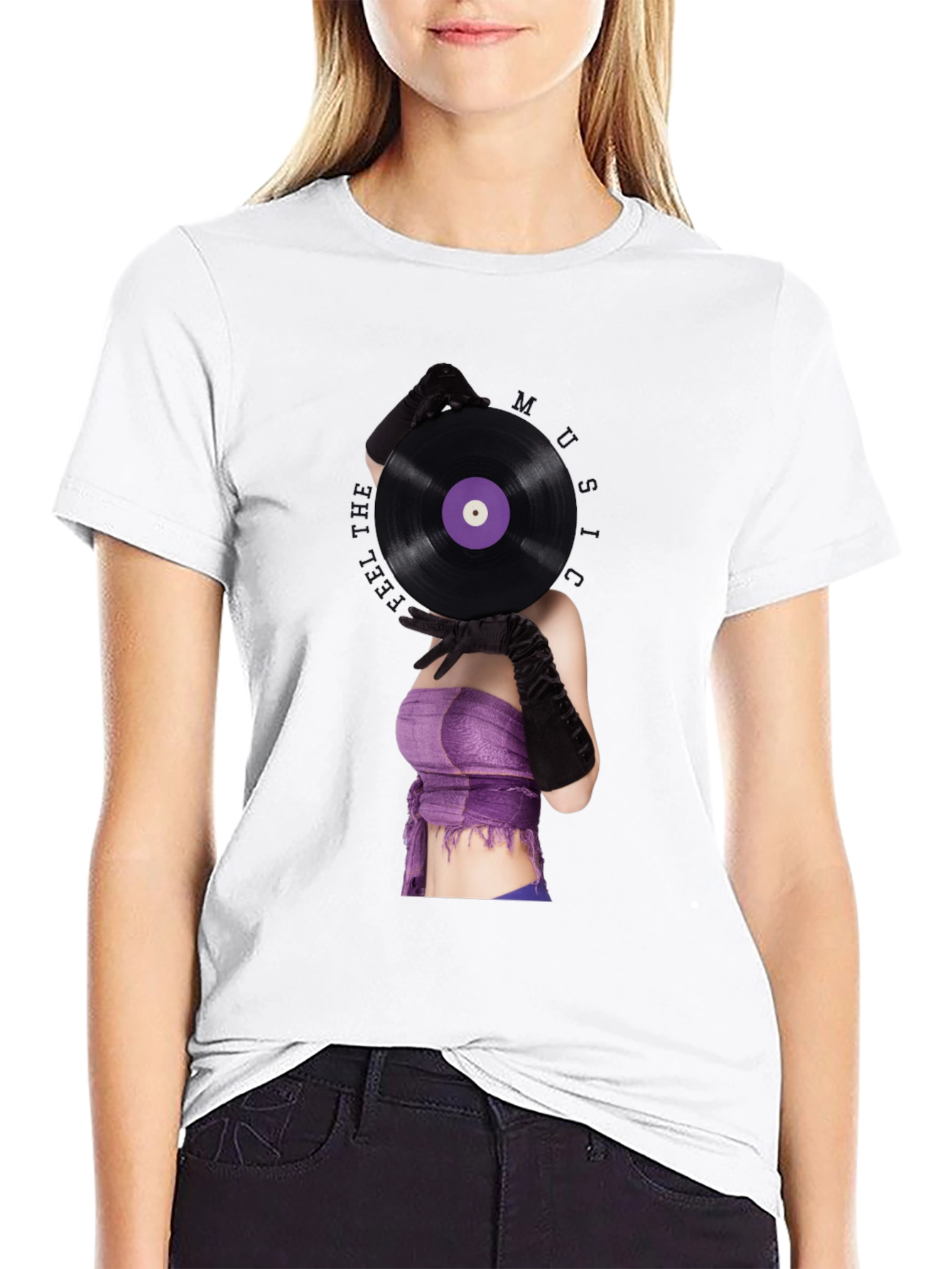 Black Vinyl Record Graphic Tee - Unique Music Lover Shirt view 9